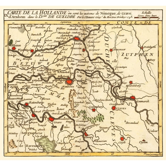 Historic Map - Netherlands - Robert 1748 - Vintage Wall Art