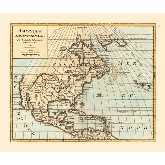 Historic Map - North America - Robert 1748 - 27.45 x 23 - Vintage Wall Art