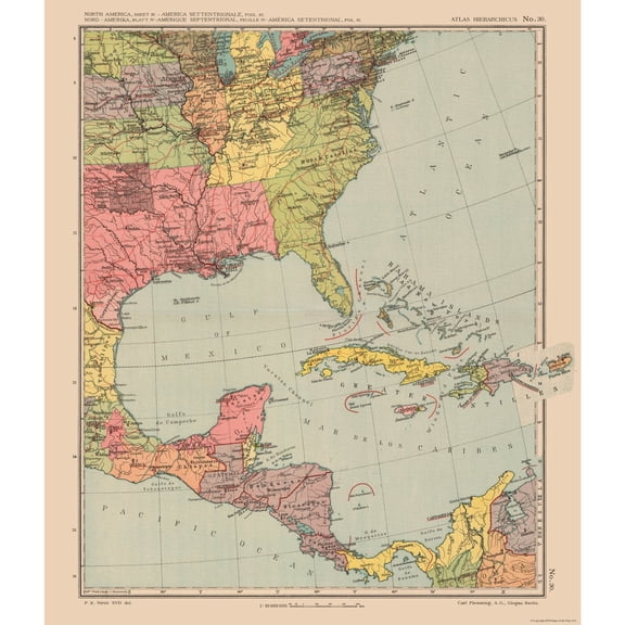 Historic Map - North America United States - Streit 1913 - Vintage Wall Art