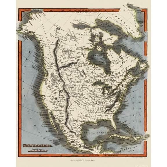 Historic Map - North America - Walker 1820 - Vintage Wall Art