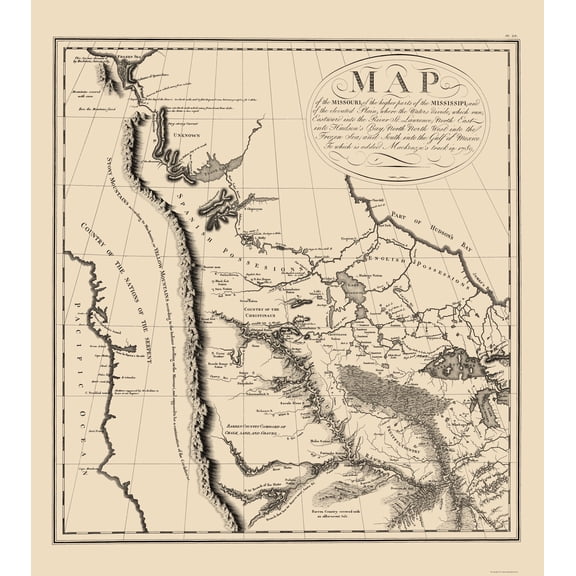 Historic Map - North America Western - Collot 1796 - 23 x 25.78 - Vintage Wall Art