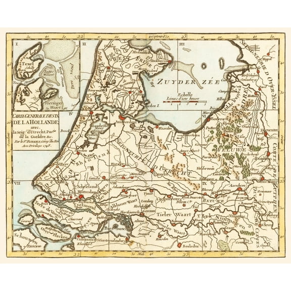 Historic Map - North Holland Netherlands - Robert 1748 - 28.33 x 23 - Vintage Wall Art