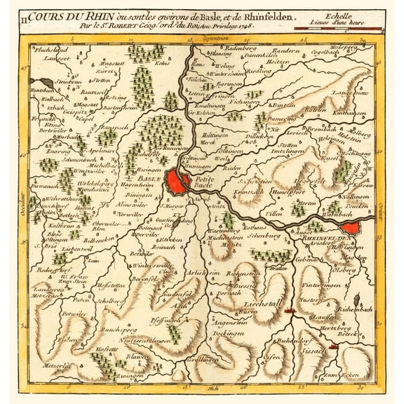 Historic Map - Northwestern Switzerland - Robert 1748 - 23 x 24.09 - Vintage Wall Art