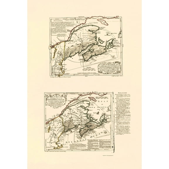 Historic Map - Nova Scotia Acadia Canada - Jeffreys 1713 - 23 x 33.93 - Vintage Wall Art