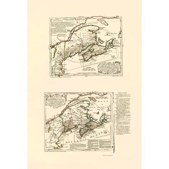 Historic Map - Nova Scotia Acadia Canada - Jeffreys 1713 - Vintage Wall Art