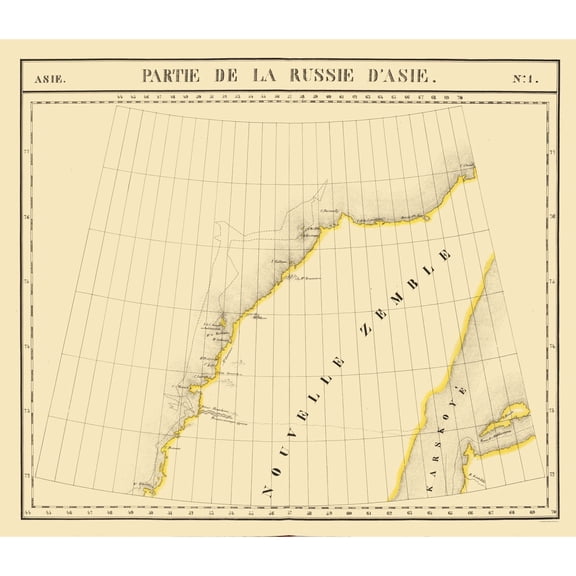 Historic Map - Novaya Zemlya Russia Asia - Vandermaelen 1827 - 26.63 x 23 - Vintage Wall Art