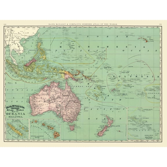 Historic Map - Oceania - Rand McNally - 30.23 x 23 - Vintage Wall Art