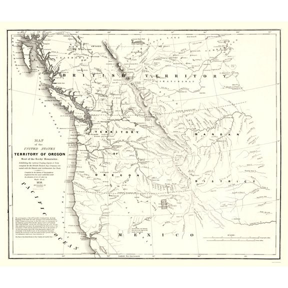 Historic Map - Oregon Territory United States - Stansbury 1838 - Vintage Wall Art