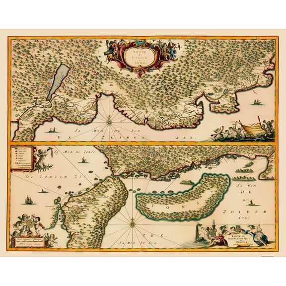 Historic Map - Osaka Tokyo Japan Route - Van Meurs 1669 - Vintage Wall Art