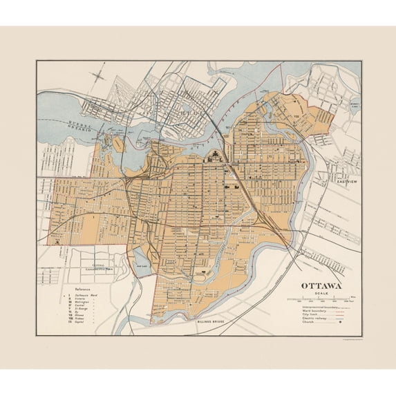 Historic Map - Ottawa Canada - Chalifour 1915 - Vintage Wall Art