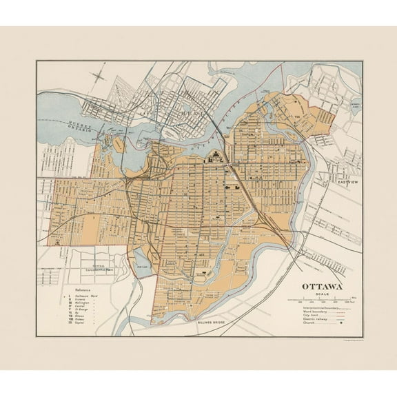 Historic Map - Ottawa Canada - Chalifour 1915 - 26.47 x 23 - Vintage Wall Art