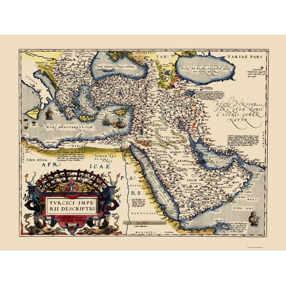 Historic Map - Ottoman Empire - Ortelius 1595 - 23 x 30.40 - Vintage Wall Art
