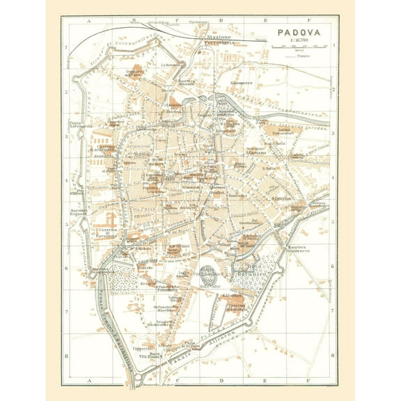 Historic Map - Padua Italy - Bertarelli 1914 - 23 x 29.82 - Vintage Wall Art