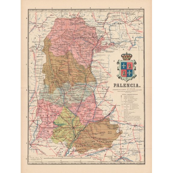 Historic Map - Palencia Spain - Martin 1911 - Vintage Wall Art