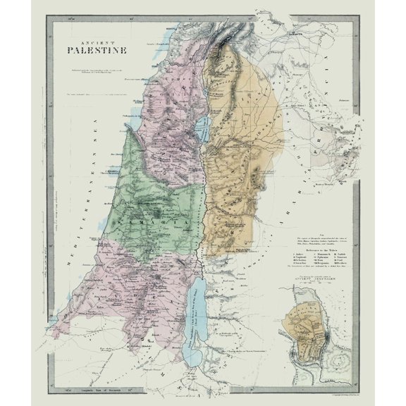 Historic Map - Palestine Israel Ancient - Chapman 1843 - Vintage Wall Art