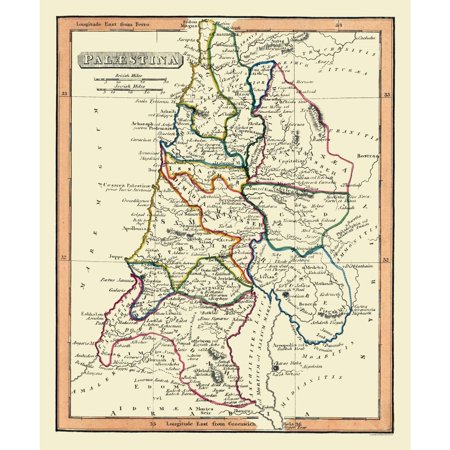 Historic Map - Palestine Israel - Fenner 1830 - Vintage Wall Art