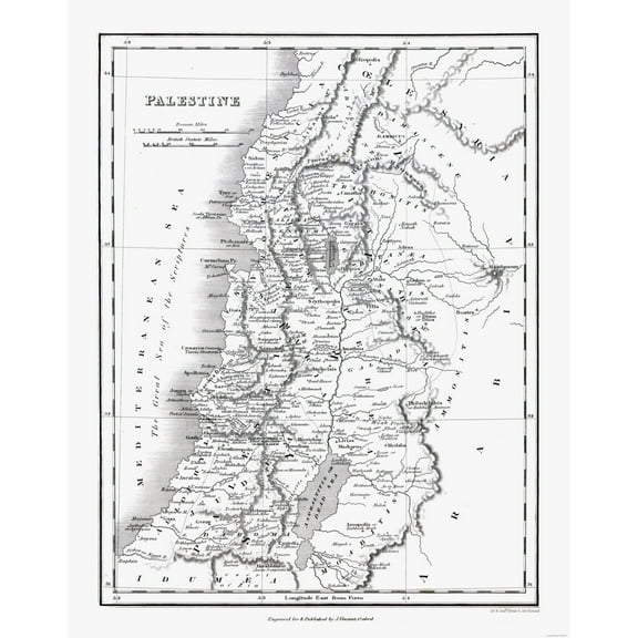 Historic Map - Palestine Israel - Oxford 1828 - 23 x 29.25 - Vintage Wall Art
