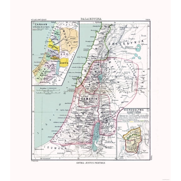Historic Map - Palestine Israel - Perthes 1896 - Vintage Wall Art