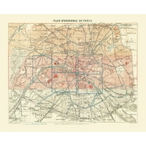 Historic Map - Paris France - Baedeker 1911 - 28.54 x 23 - Vintage Wall Art