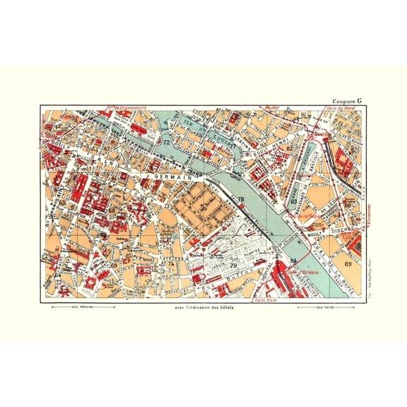 Historic Map - Paris France Jardin des Plantes - Blue Guides 1921 - 33.79 x 23 - Vintage Wall Art