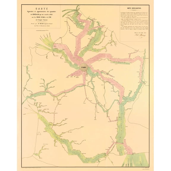 Historic Map - Paris France Transportation Routes - Regnier 1853 - 23 x 28.69 - Vintage Wall Art