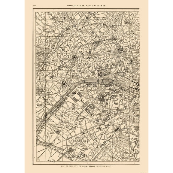 Historic Map - Paris Western - Reynold 1921 - 23 x 32.17 - Vintage Wall Art