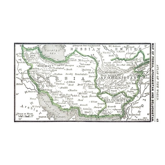 Historic Map - Persia Afghanistan Balochistan - Alden 1886 - Vintage Wall Art