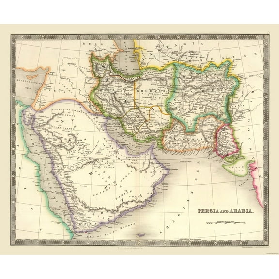 Historic Map - Persia Arabia - Teesdale 1844 - 27.79 x 23 - Vintage Wall Art