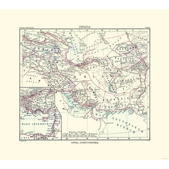 Historic Map - Persia - Perthes 1896 - 25.78 x 23 - Vintage Wall Art
