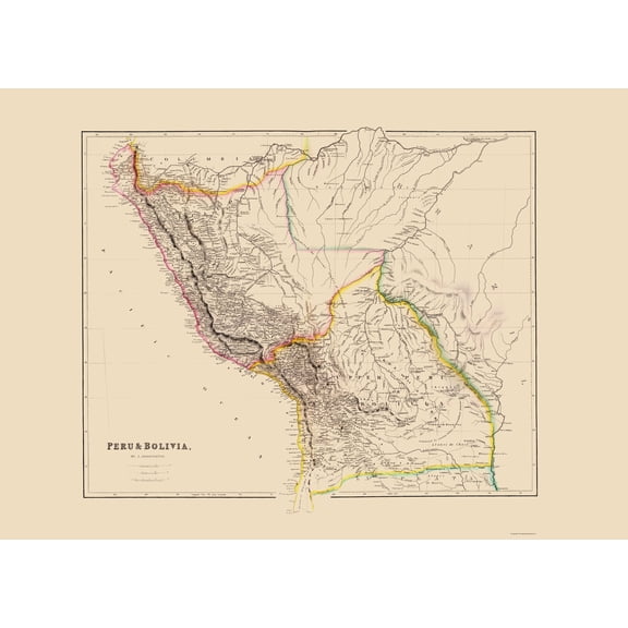 Historic Map - Peru Bolivia - Arrowsmith 1844 - 23 x 31.95 - Vintage Wall Art