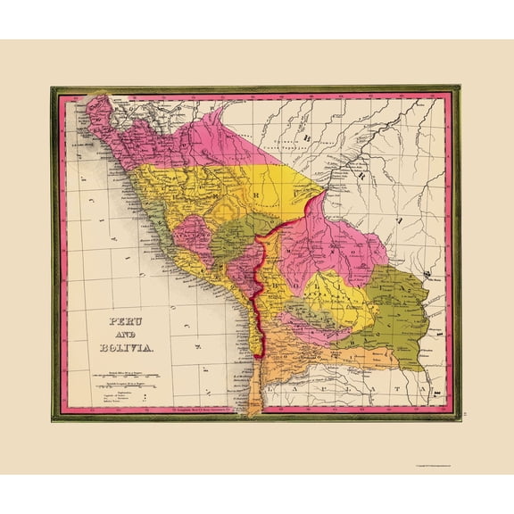 Historic Map - Peru Bolivia - Mitchell 1846 - Vintage Wall Art