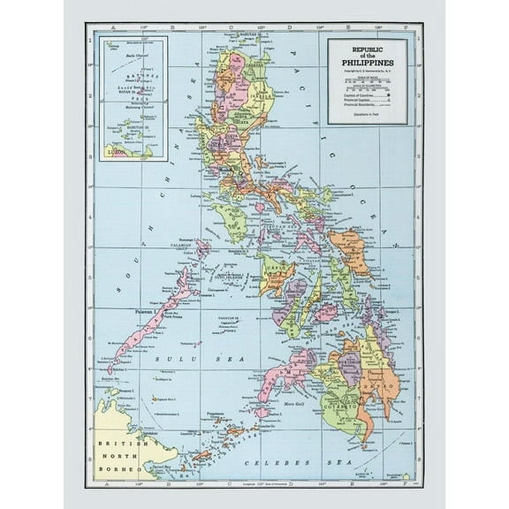 Historic Map - Philippines - Hammond - 23 x 30.65 - Vintage Wall Art