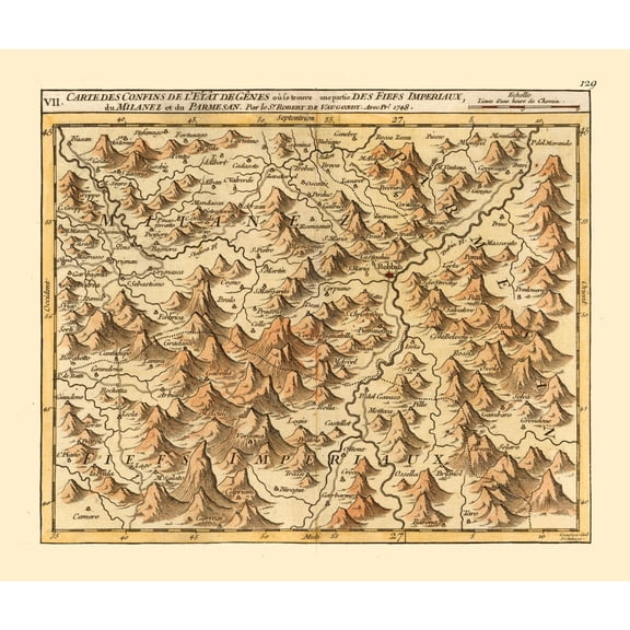 Historic Map - Piacenza Province Italy - Robert 1748 - 27.23 x 23 - Vintage Wall Art