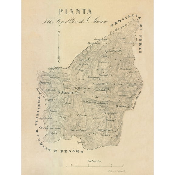 Historic Map - Pianta Italy - Castro 1870 - 23 x 30.93 - Vintage Wall Art
