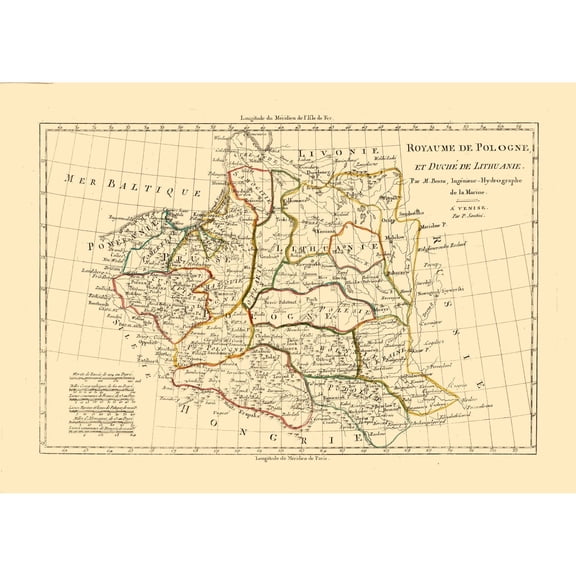Historic Map - Poland - Santini 1794 - Vintage Wall Art