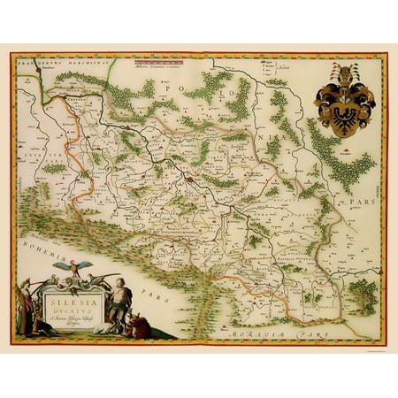 Historic Map - Poland Silesia Region - Blaeu 1635 - Vintage Wall Art