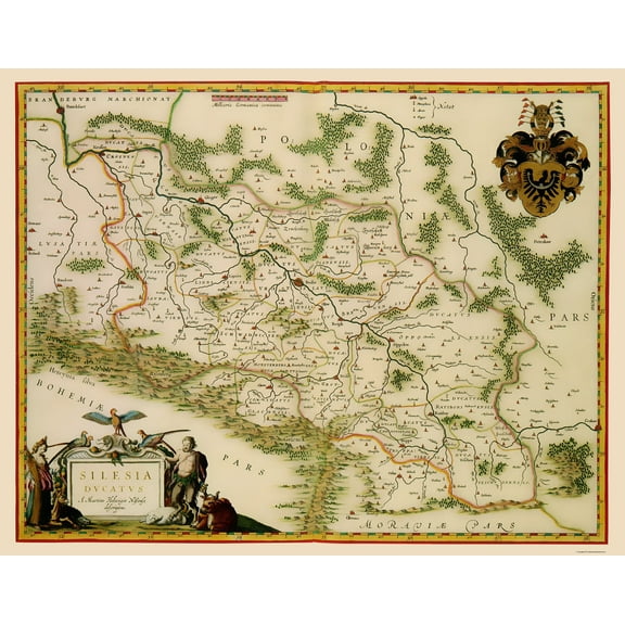 Historic Map - Poland Silesia Region - Blaeu 1635 - 23 x 29.46 - Vintage Wall Art