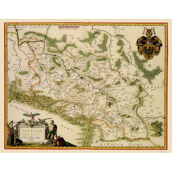 Historic Map - Poland Silesia Region - Blaeu 1635 - Vintage Wall Art