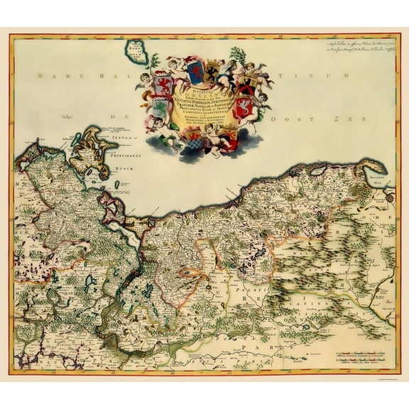 Historic Map - Pomerania Germany Poland - De Wit 1688 - Vintage Wall Art