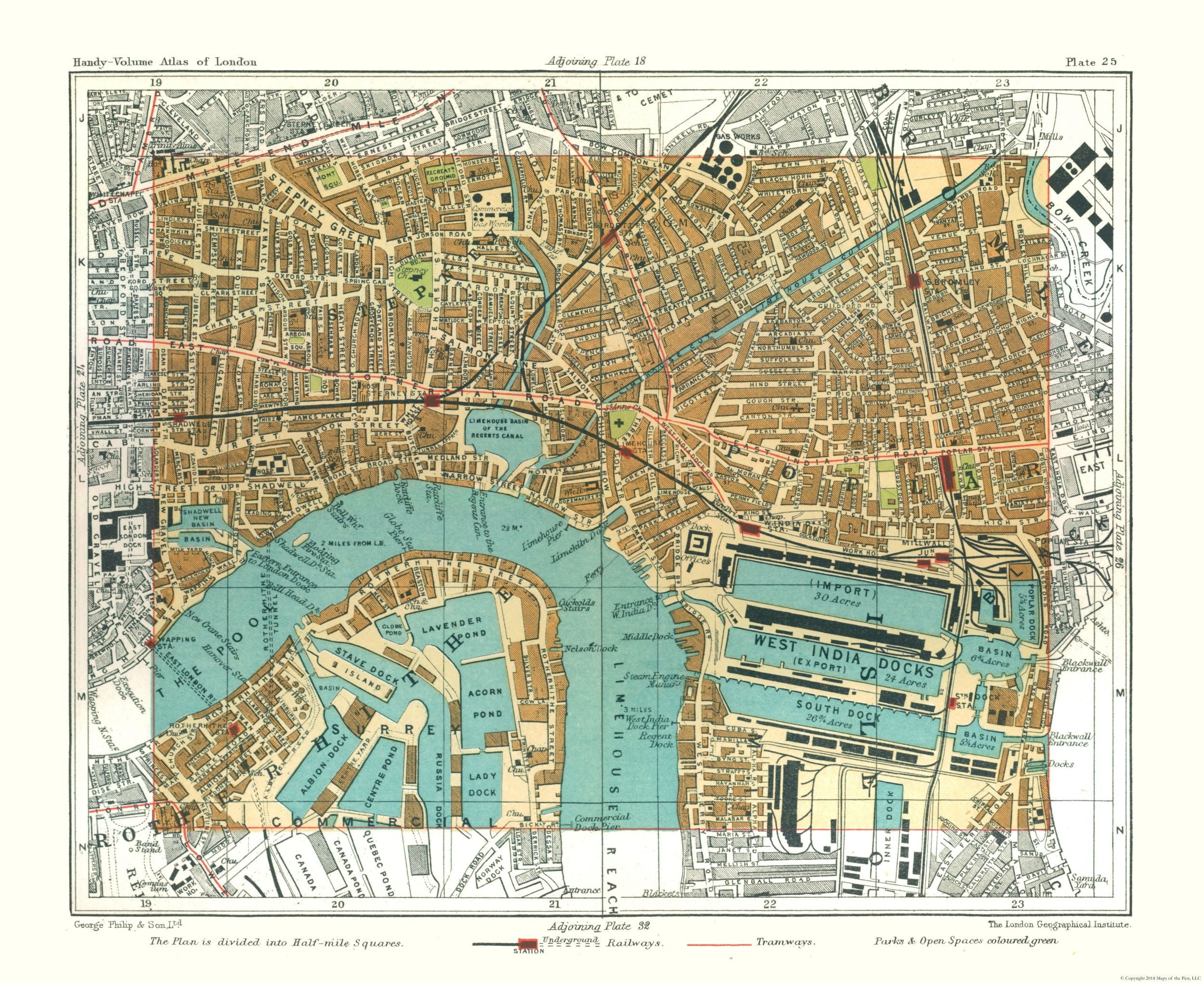 Carte Historique Vintage East Greenwich Londres 1904 - Reproduction Déco Roulée 28x23 Pouces