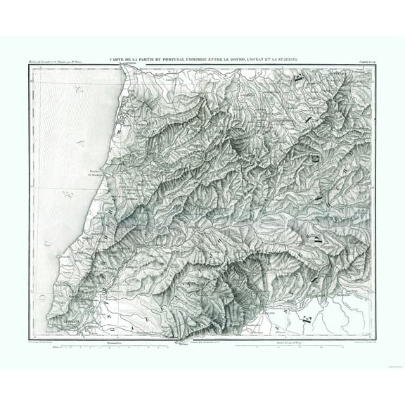 Historic Map - Portugal - Thiers 1866 - Vintage Wall Art