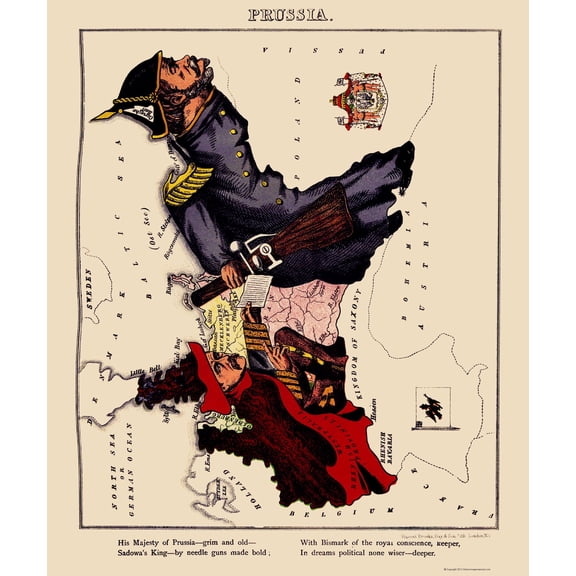 Historic Map - Prussia Germany - Lancaster 1869 - 23 x 27.44 - Vintage Wall Art