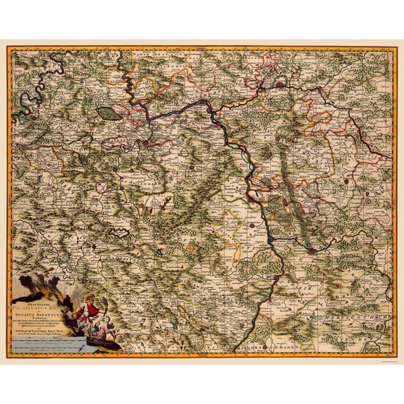 Historic Map - Rhine Region Germany - Visscher 1681 - 23 x 28.49 - Vintage Wall Art
