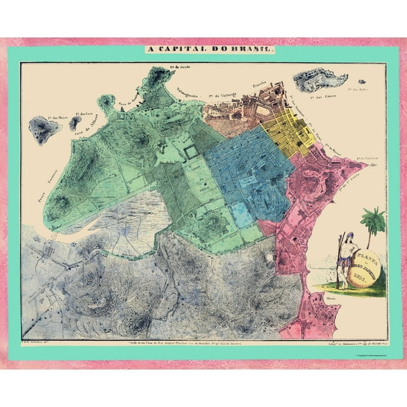 Historic Map - Rio de Janeiro Brazil - Michellerie 1831 - Vintage Wall Art