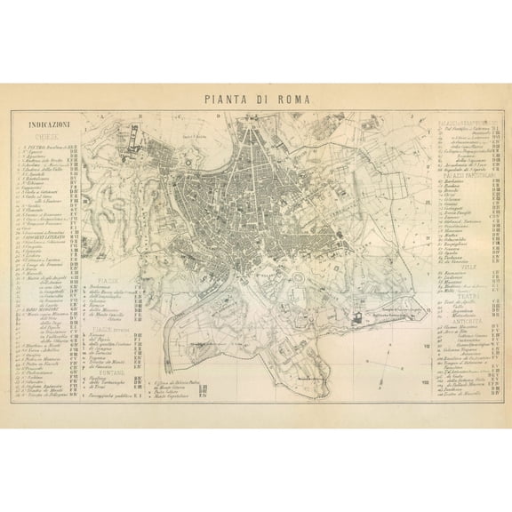Historic Map - Roma Italy - Castro 1870 - 34.07 x 23 - Vintage Wall Art