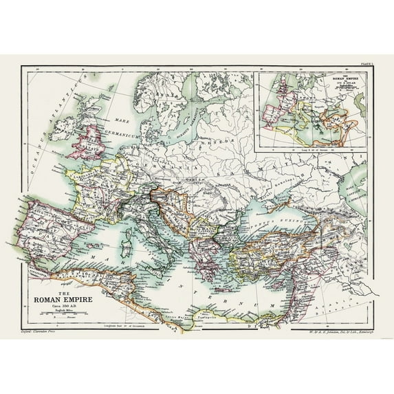 Historic Map - Roman Empire 350 AD - Poole 1902 - Vintage Wall Art