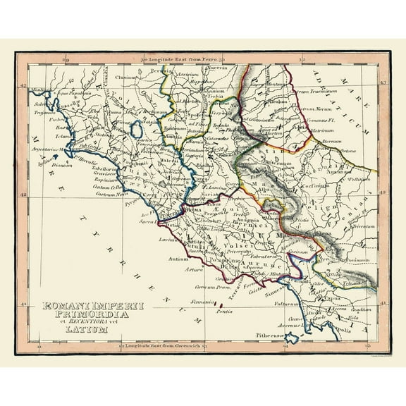 Historic Map - Roman Empire Italy Central - Fenner 1830 - 28.41 x 23 - Vintage Wall Art