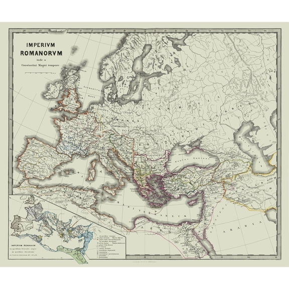 Historic Map - Roman Empire - Spruner 1865 - Vintage Wall Art