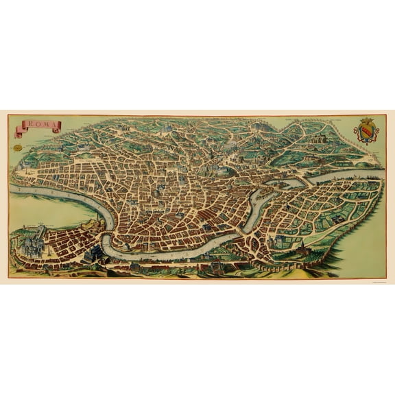 Historic Map - Rome Italy - Mortier 1704 - Vintage Wall Art