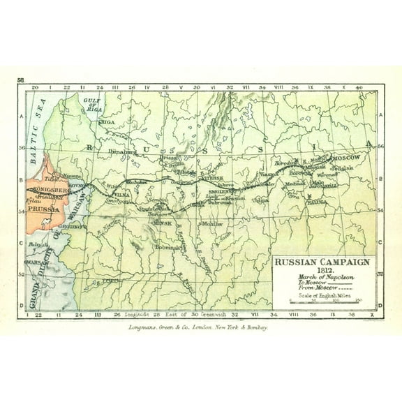 Historic Map - Russia Campaign 1812 - Gardiner 1902 - 34.23 x 23 - Vintage Wall Art